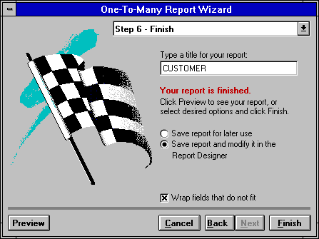 [ Fig. 27.  One-To-Many Report Wizard -- Finish ]