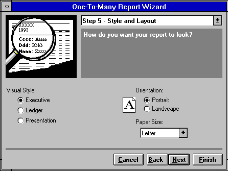 [ Fig. 26.  One-To-Many Wizard -- Style and Layout ]